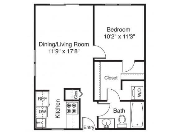 Taymil Yarmouth Landing 1 Bedroom 1 Bathroom Floor Plan
